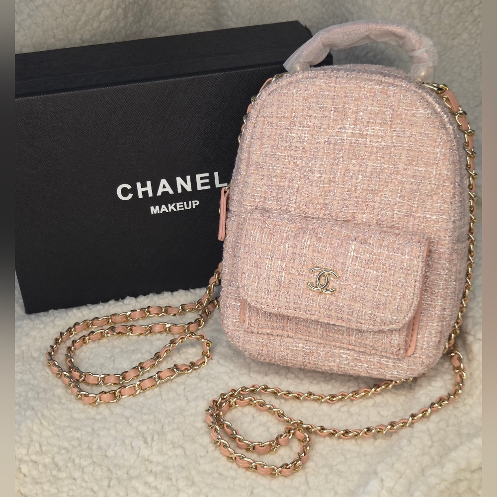 Chanel Pink Tweed Mini Backpack with Box - GWP